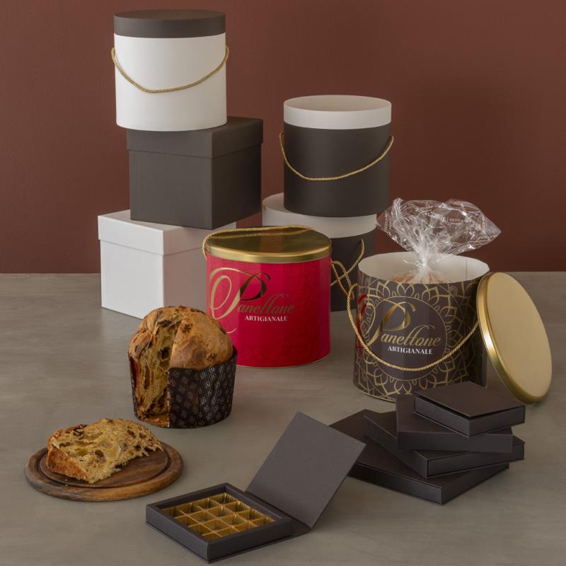 image Nuove scatole per il confezionamento di panettoni, alti o bassi, da 1 kg. (3459)